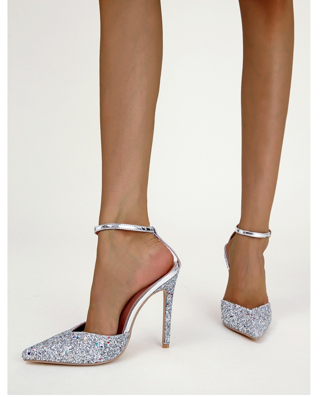 Korean style pointed shoes autumn sequins high-heeled shoes