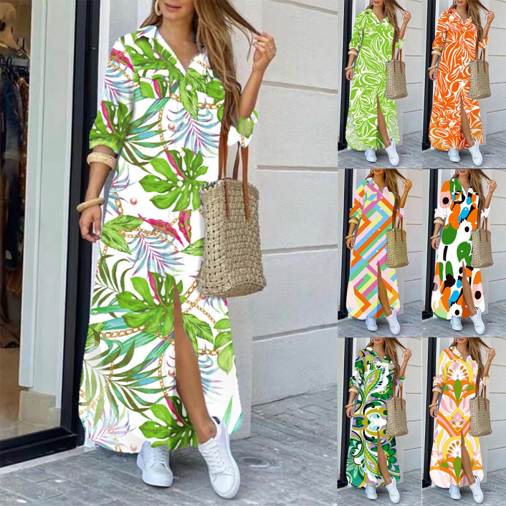 Spring and summer long shirt printing dress