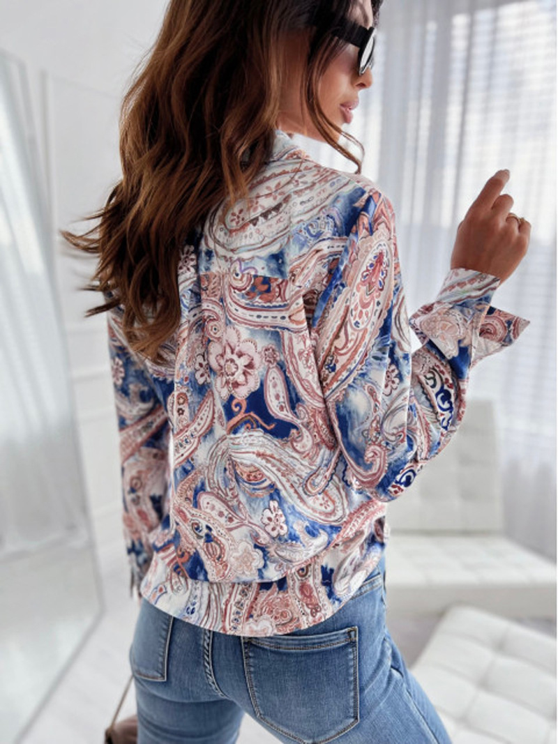 Digital spring and autumn shirt printing long sleeve cardigan