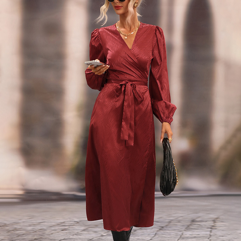 European style autumn long dress long sleeve dress for women