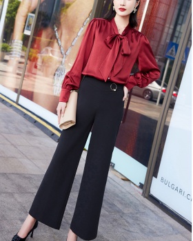 Wine-red business suit long sleeve shirt for women