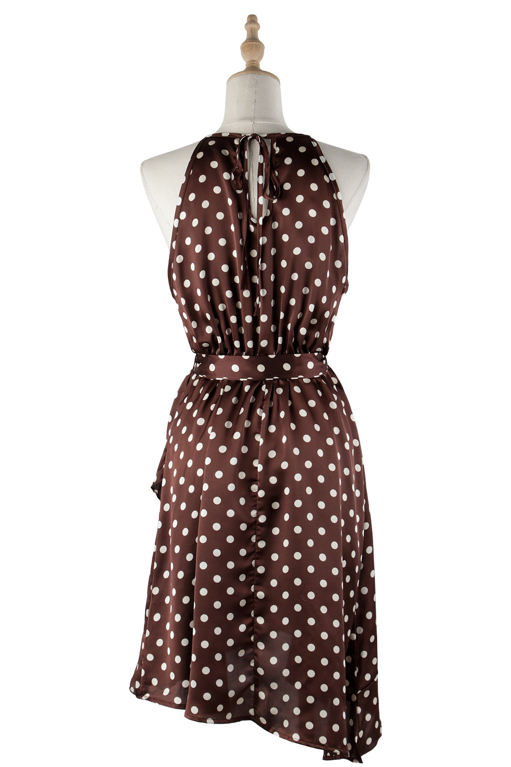 Polka dot sling European style pinched waist dress