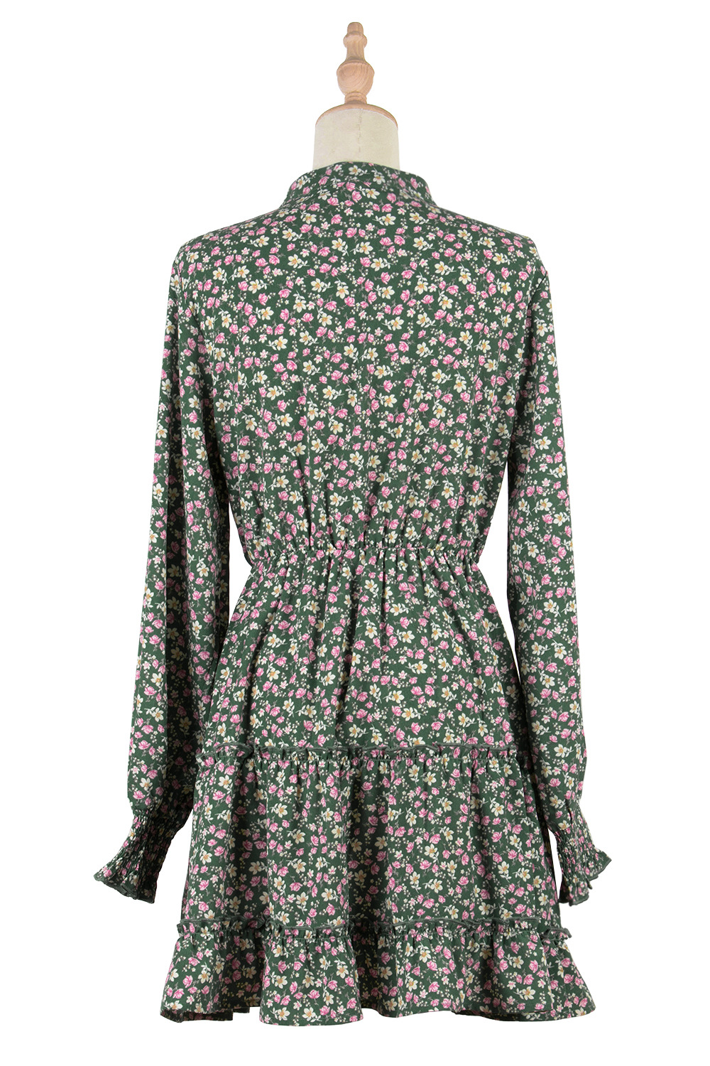 Pinched waist European style floral dress for women