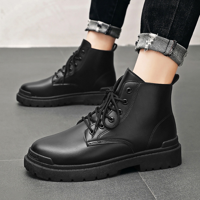 Black all-match boots fashion low martin boots for men