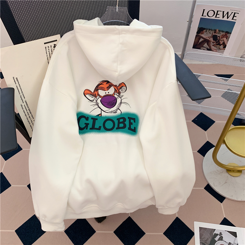 Cartoon printing Korean style coat loose thick hoodie