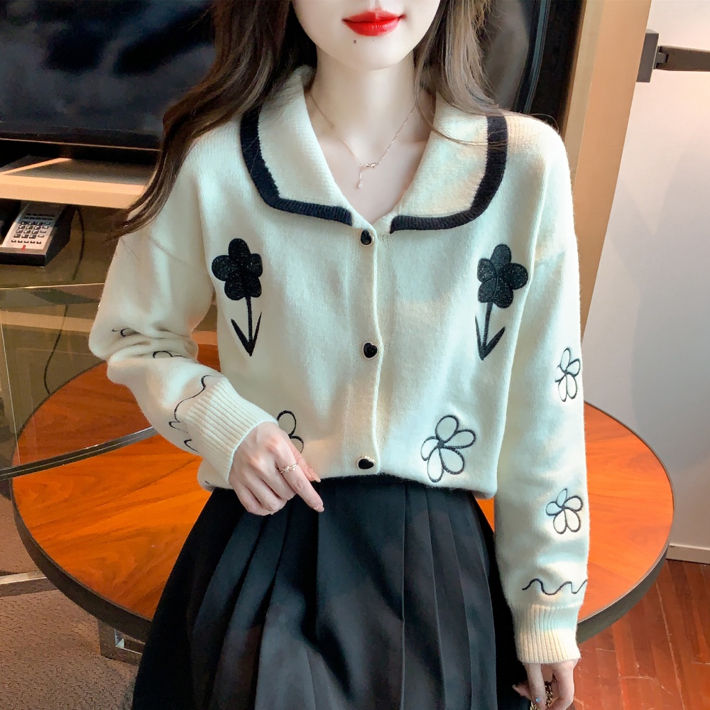 Doll collar cardigan autumn and winter coat for women