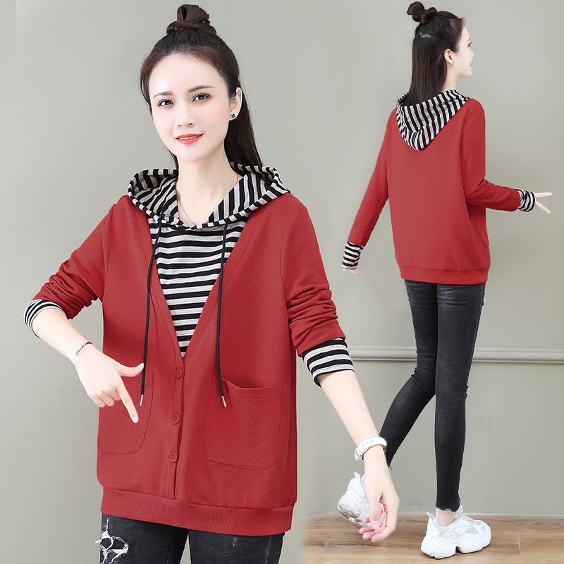 Long sleeve shirts Pseudo-two tops for women