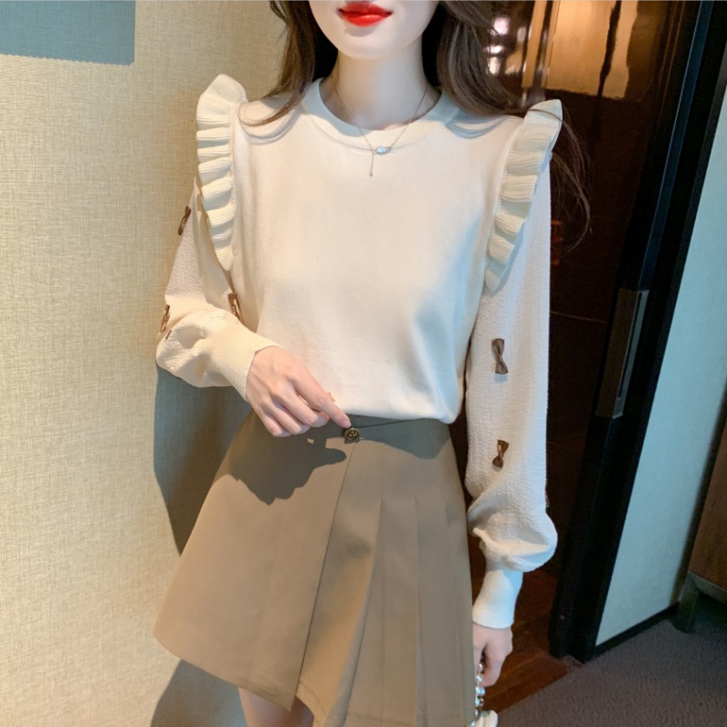 Western style Pseudo-two tops knitted bottoming shirt