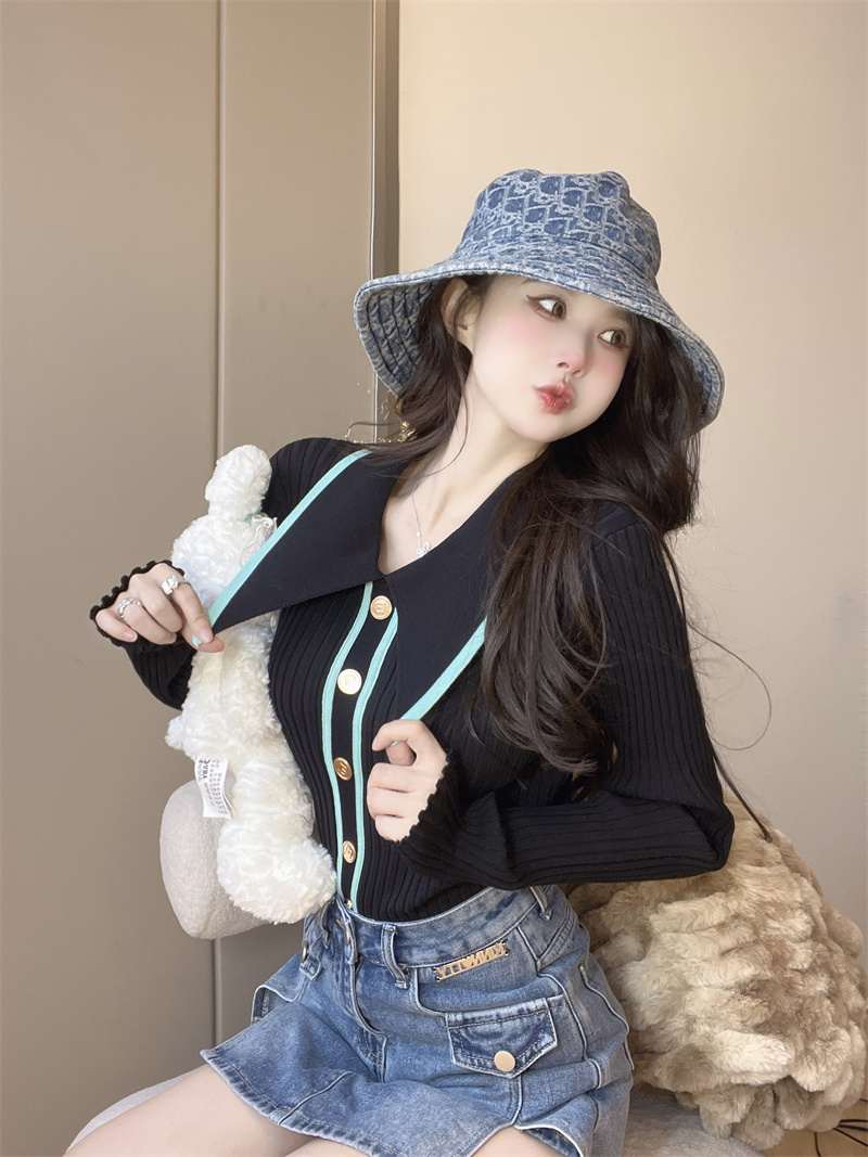 Slim large lapel sweater autumn and winter coat for women