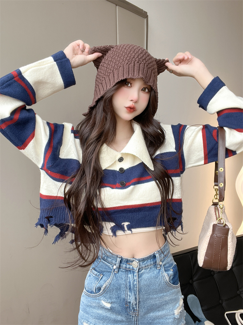 Retro college lazy autumn sweater