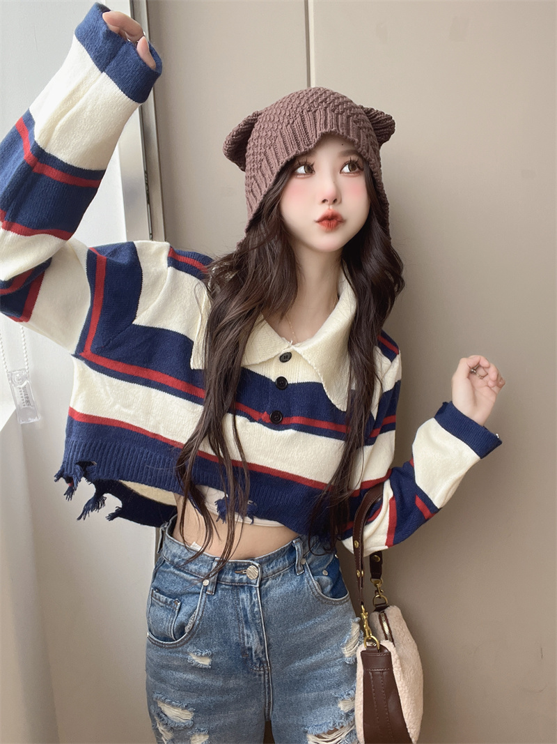 Retro college lazy autumn sweater