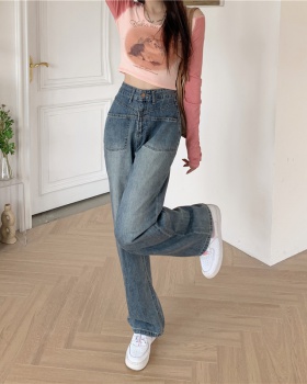 Loose fat jeans straight mopping pants for women