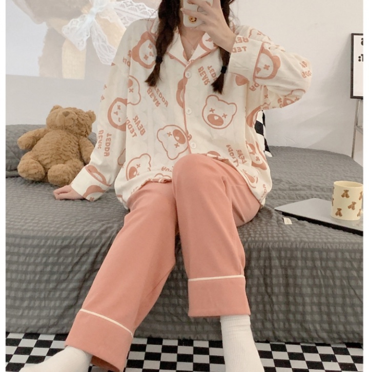 Bear thin homewear summer pajamas 2pcs set for women