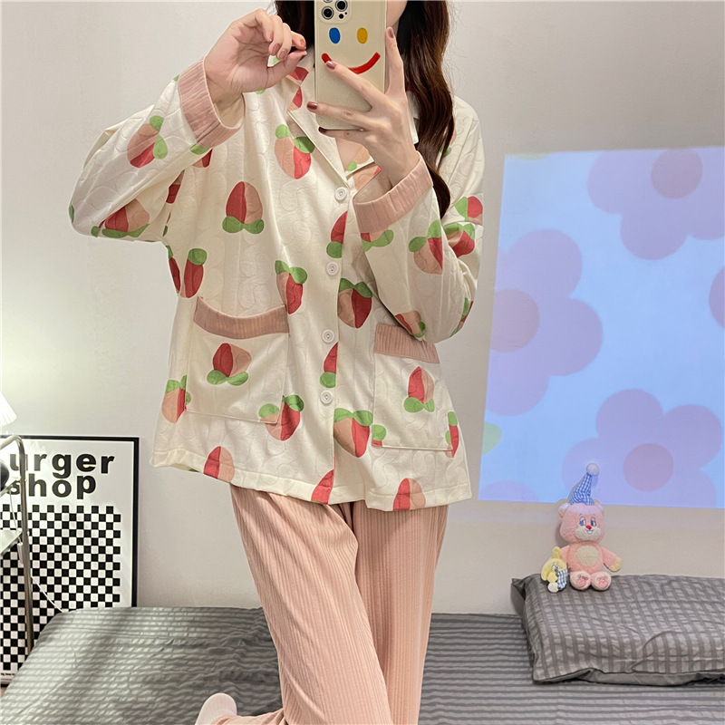 Long sleeve lovely pajamas 2pcs set for women