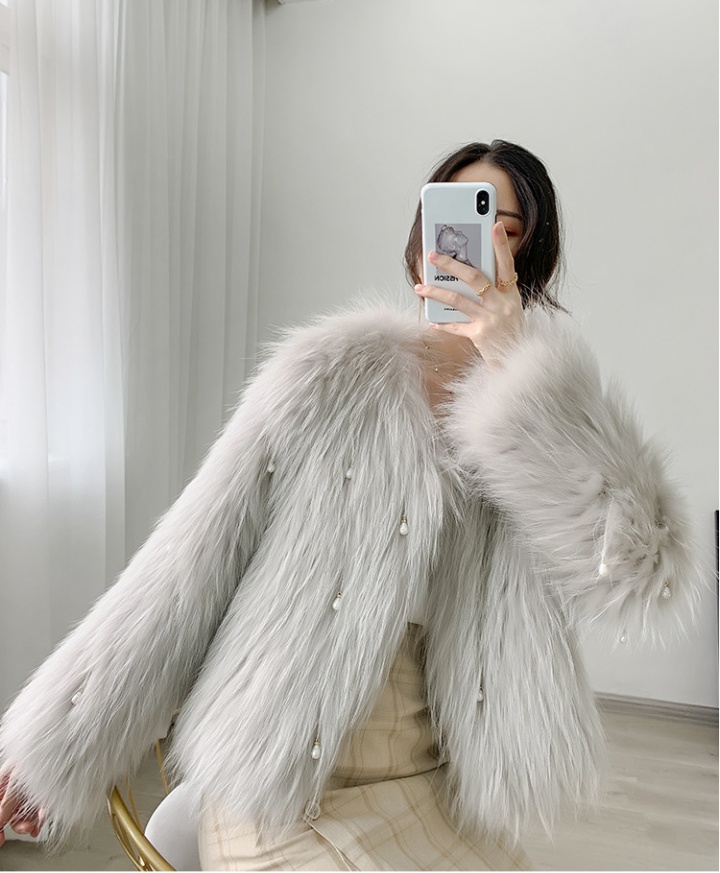 Imitation of raccoon fur fox fur fur coat weave coat for women