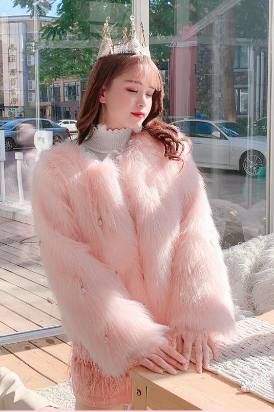 Imitation of raccoon fur fox fur fur coat weave coat for women