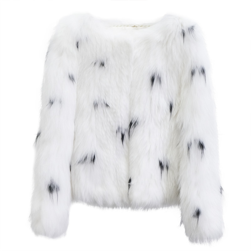 Korean style fox fur winter coat white short fur coat for women