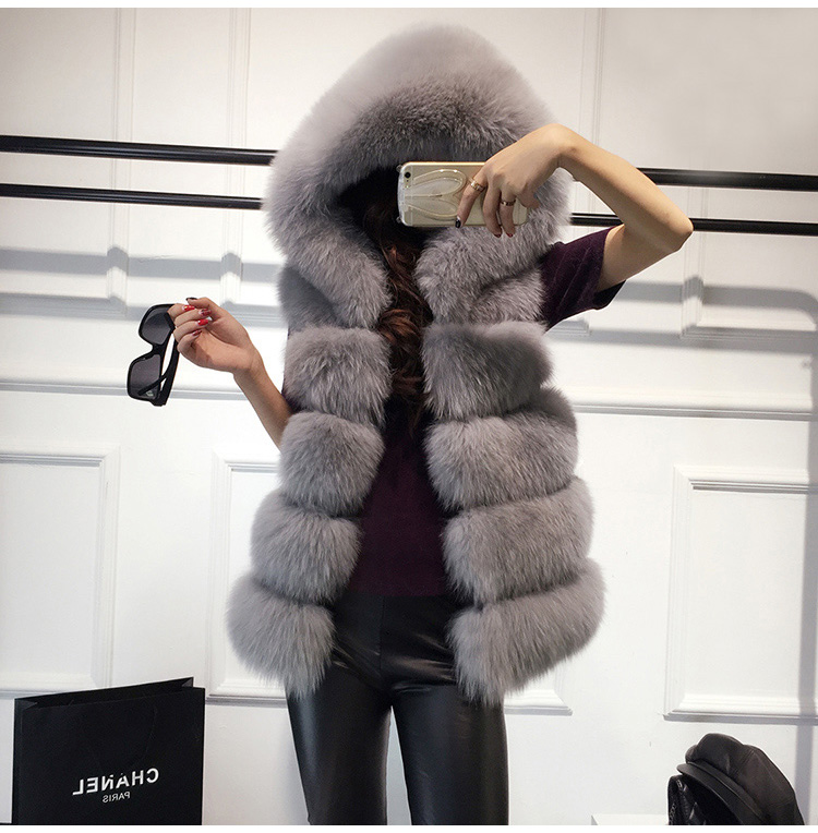 Thick mink hair waistcoat imitation of fox fur vest
