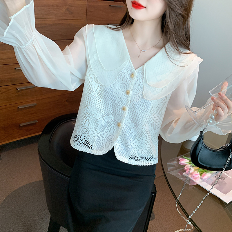 France style hollow shirt sweet fashionable tops for women