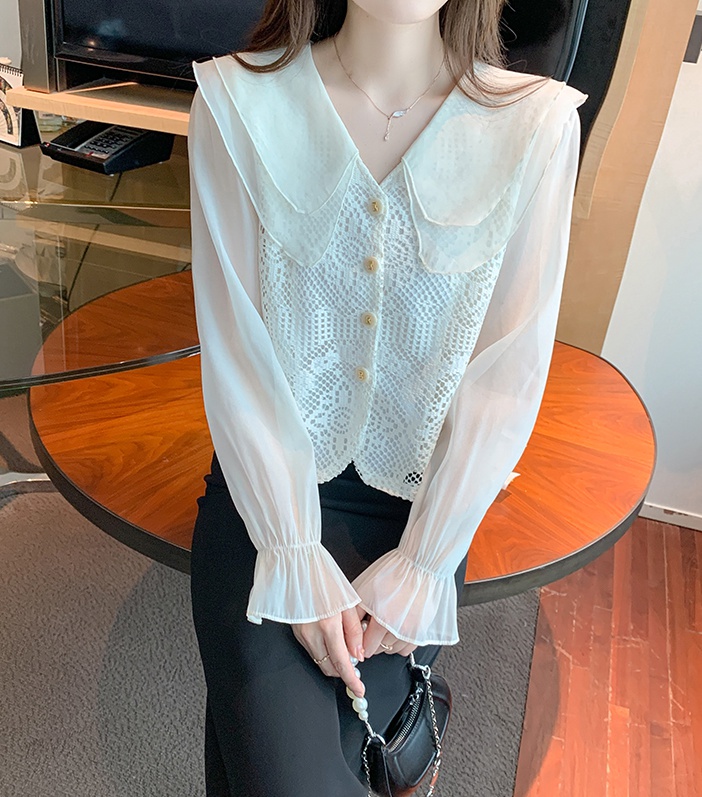 France style hollow shirt sweet fashionable tops for women