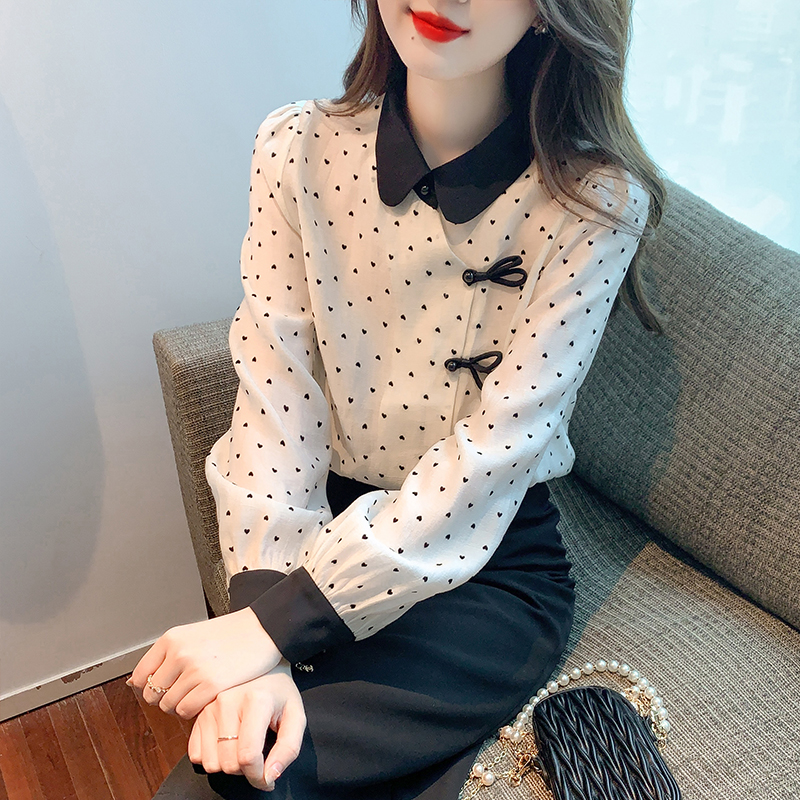 Autumn Western style small shirt doll collar tops for women