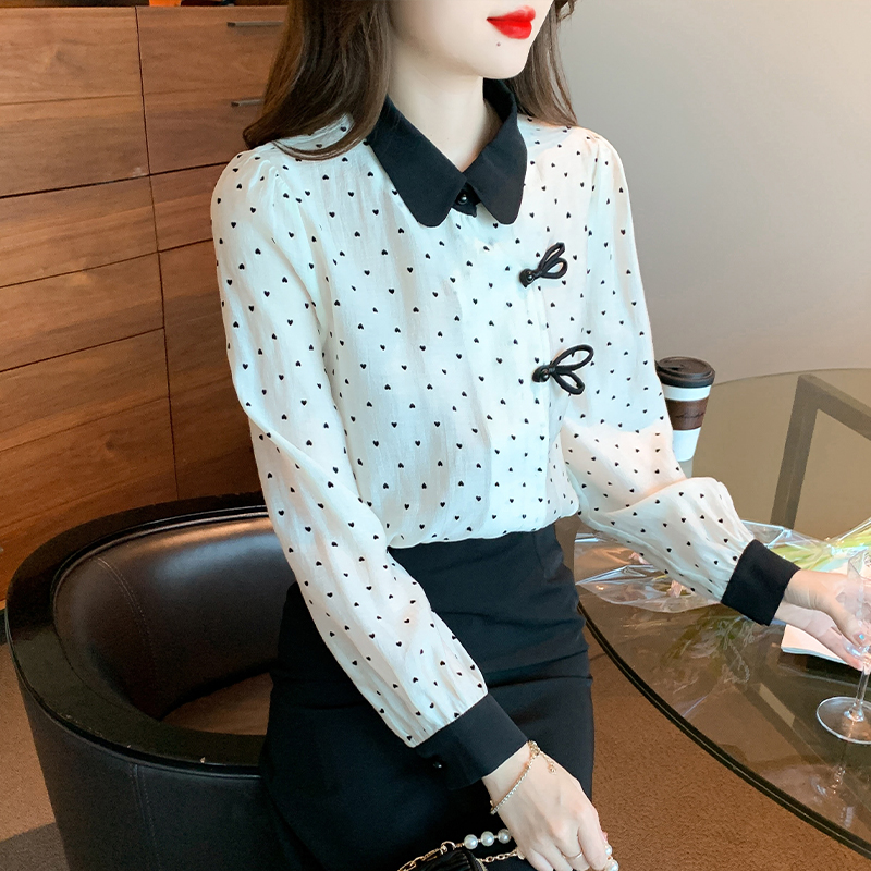 Autumn Western style small shirt doll collar tops for women
