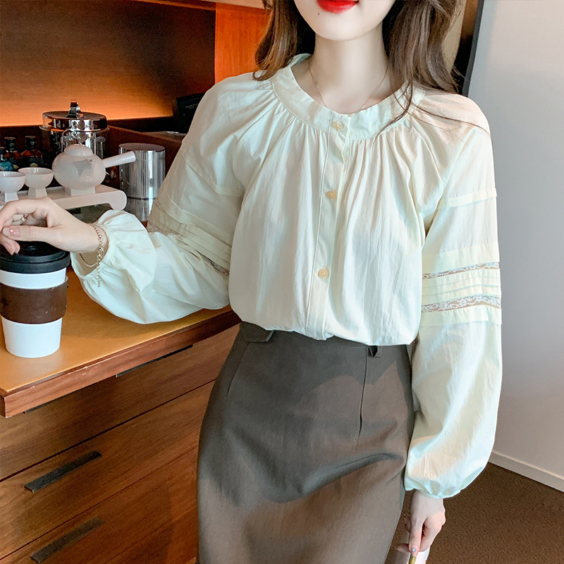 Korean style France style tops unique splice shirt for women
