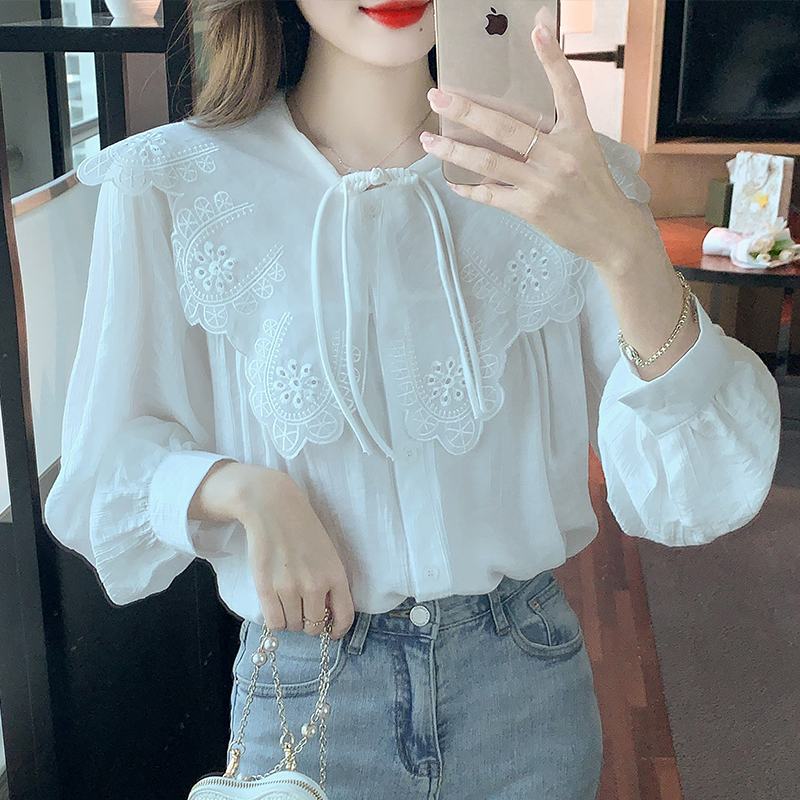 Embroidery Chinese style shirt autumn tops for women