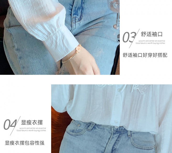 Embroidery Chinese style shirt autumn tops for women