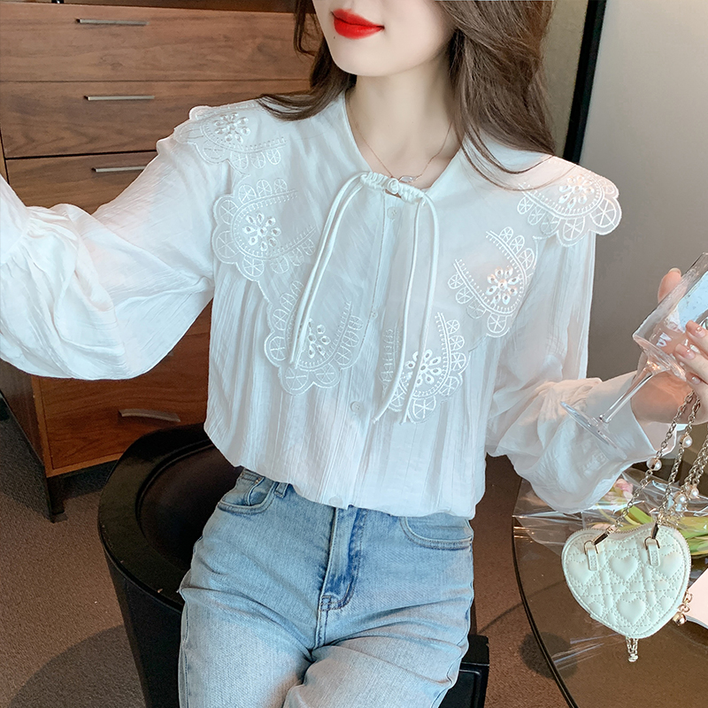 Embroidery Chinese style shirt autumn tops for women