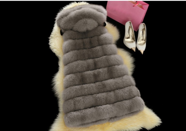 Mink hair long fur coat imitation of fox fur thick waistcoat