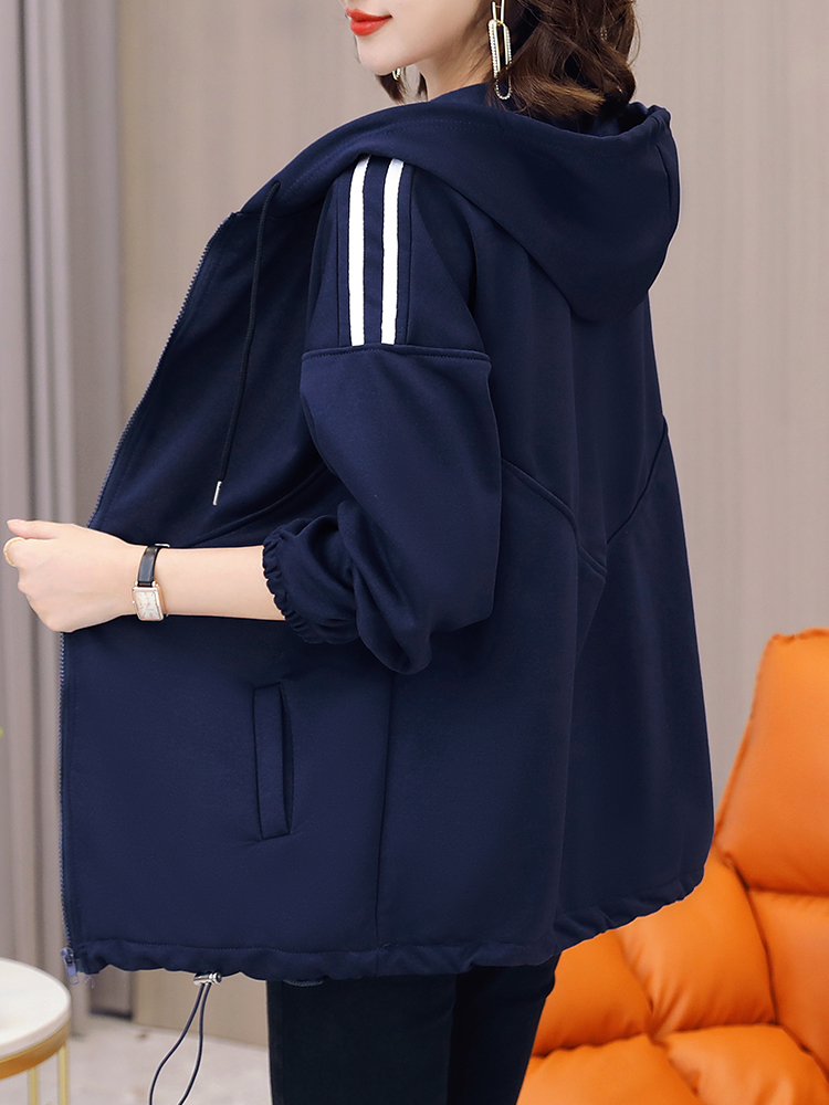 Fat sister baseball uniforms hooded jacket for women