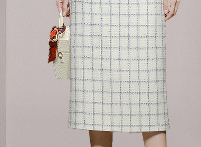 Plaid skirt coarse flower coat 2pcs set