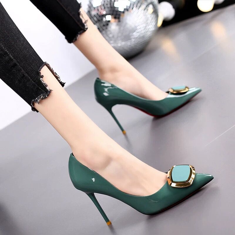 Thermal shoes side buckle high-heeled shoes for women