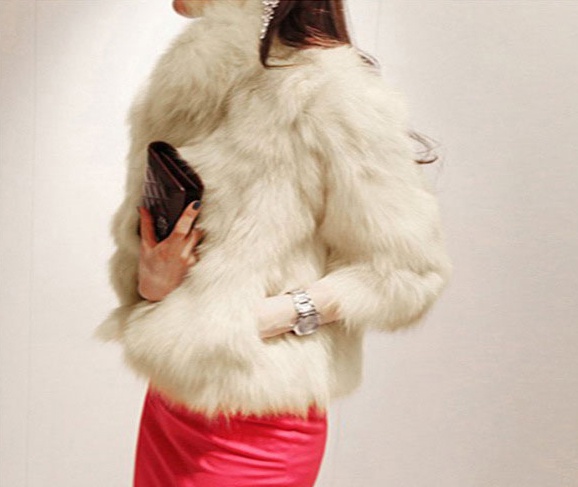 Faux fur slim imitation of fox fur coat for women