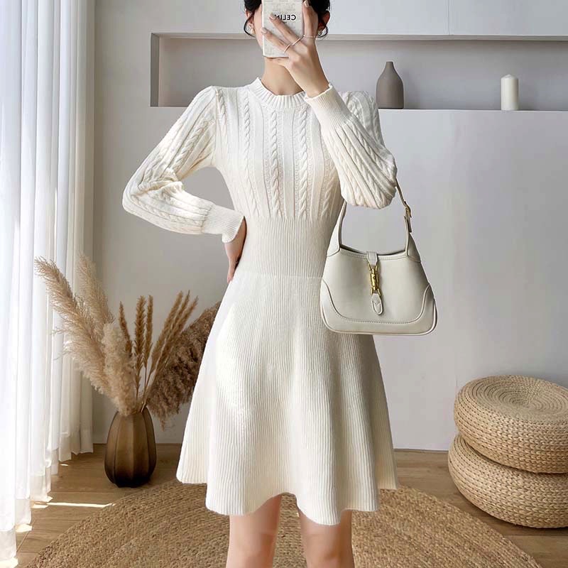 Autumn and winter sweater slim dress for women