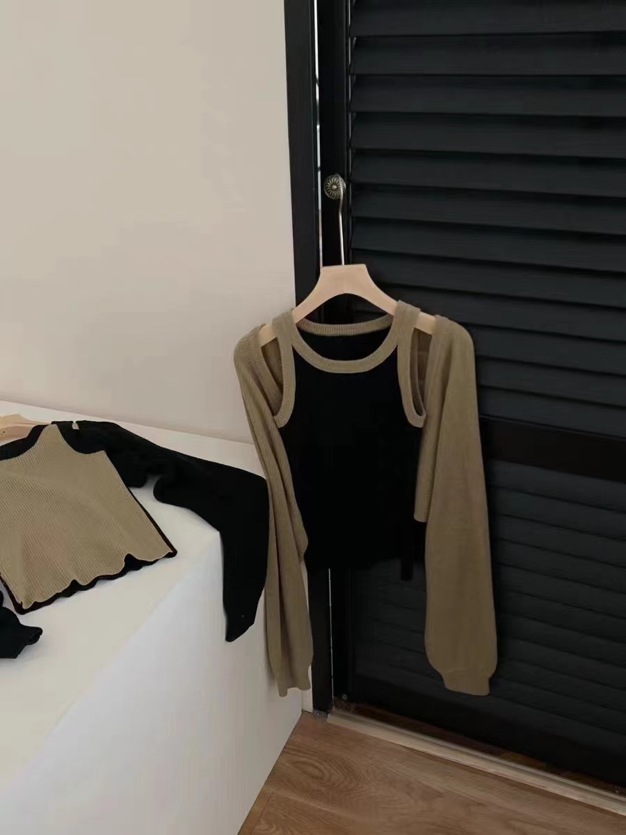 Loose slim vest cashmere sweater a set for women