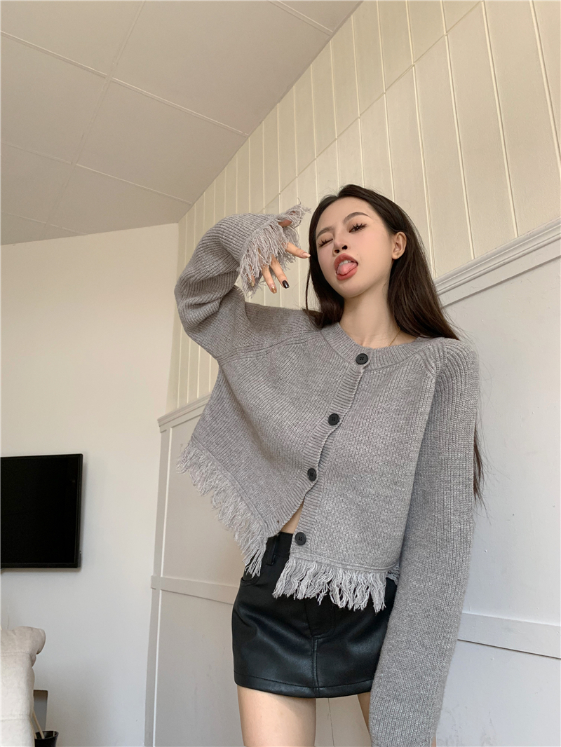 Lazy short coat autumn and winter long sleeve sweater for women