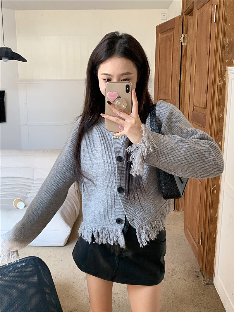 Lazy short coat autumn and winter long sleeve sweater for women