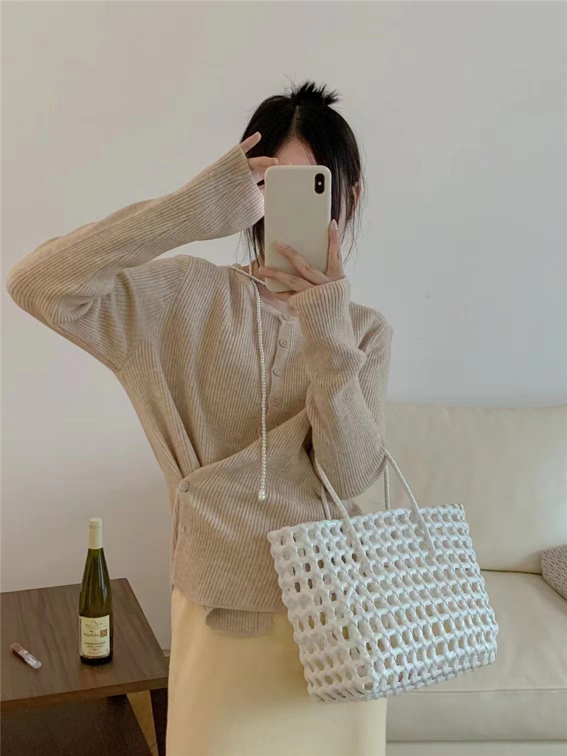 Knitted Korean style wear tops retro pure sweater