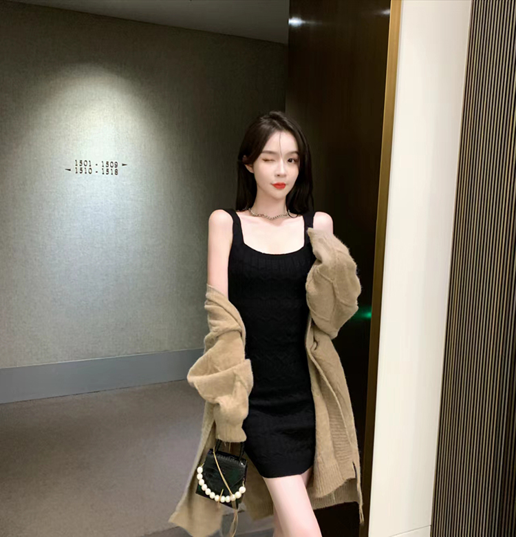 Sling package hip coat thermal knitted sweater