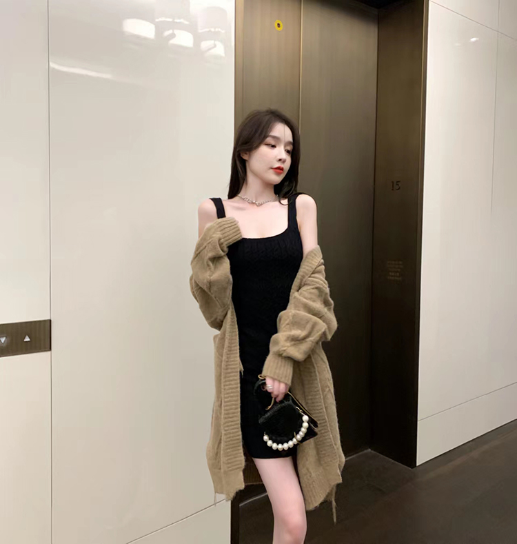 Sling package hip coat thermal knitted sweater