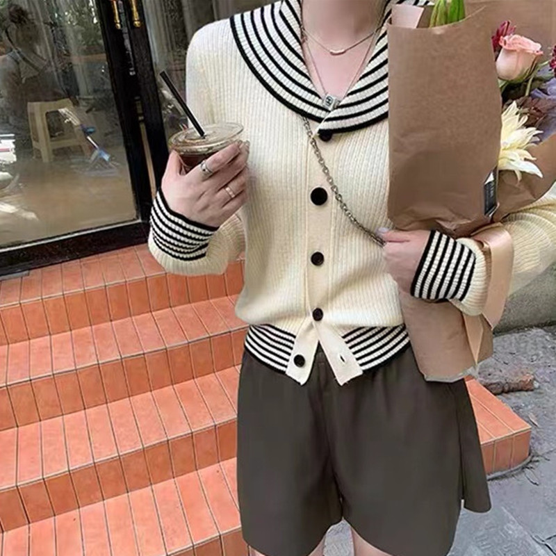 Unique short cardigan mixed colors coat for women