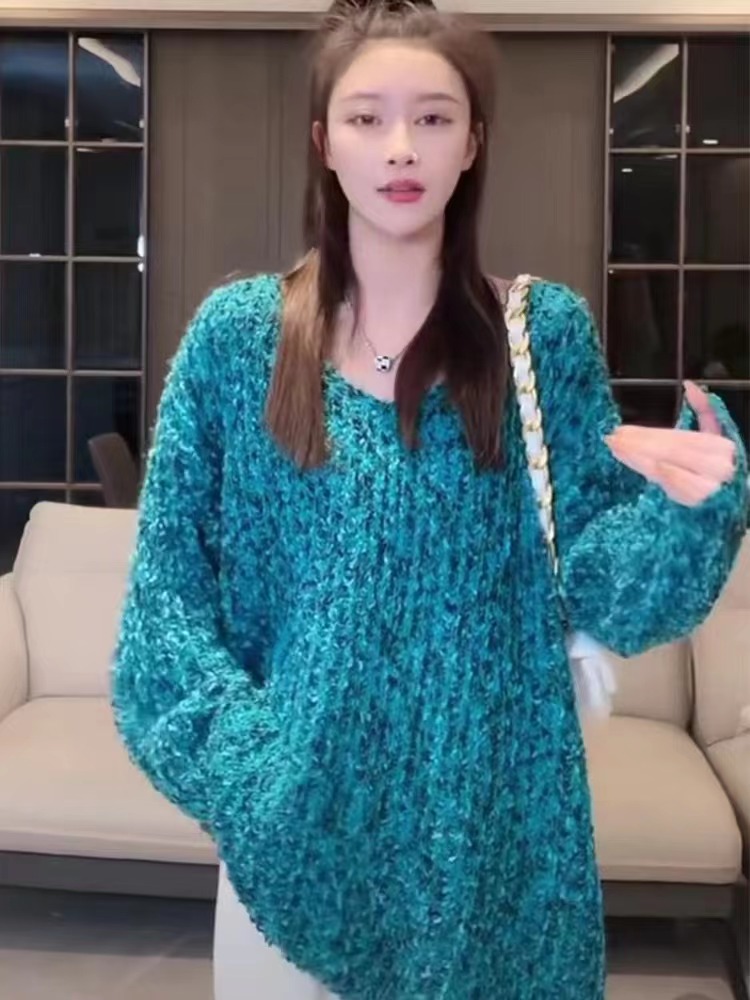Sexy V-neck Korean style lazy autumn sweater