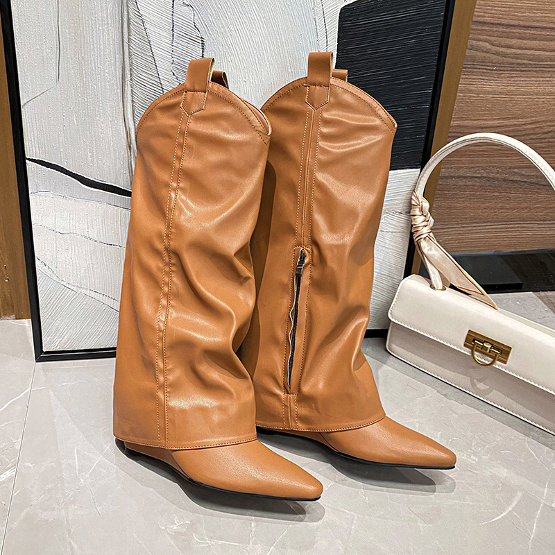 Slipsole pants high-heeled thigh boots