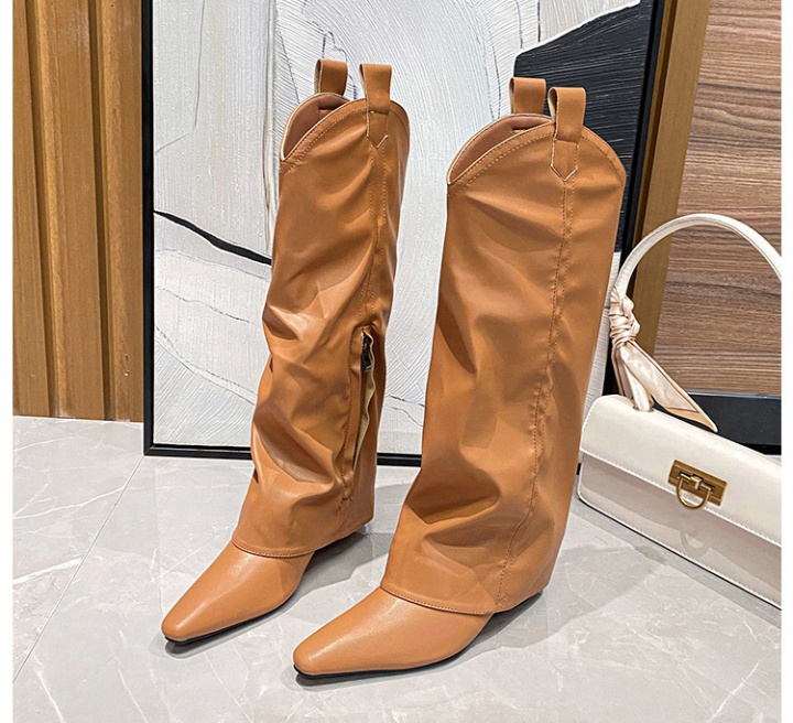 Slipsole pants high-heeled thigh boots