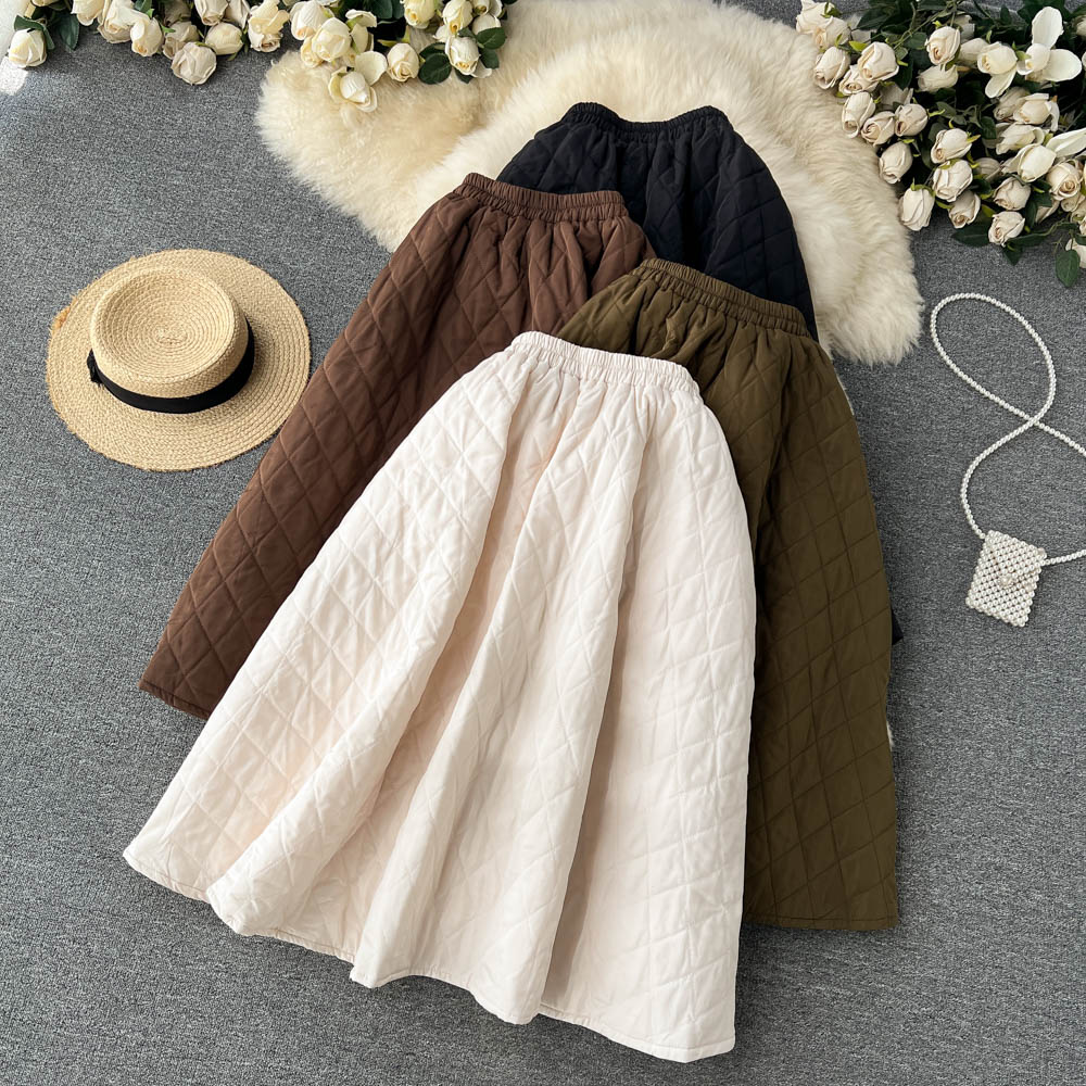 Slim Korean style high waist autumn black skirt for women