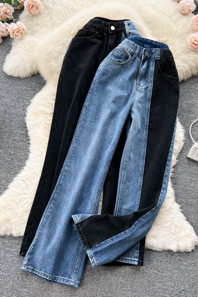 Wide leg jeans loose long pants for women