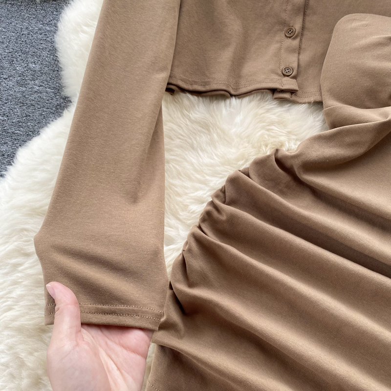 Package hip fold cardigan autumn coat 2pcs set for women
