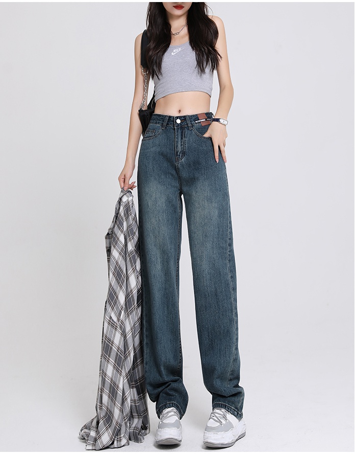 Summer drape jeans high waist mopping long pants for women